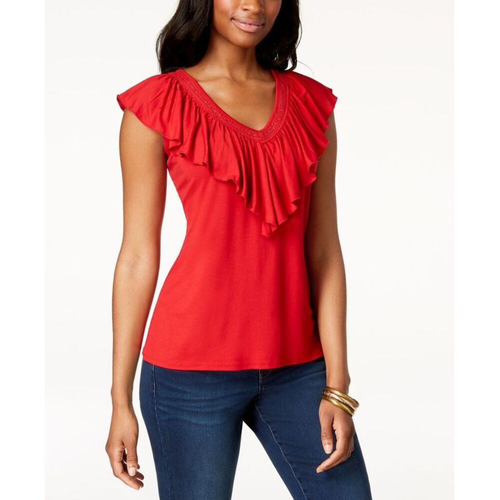 Style & Co V Neck Ruffled Top - Picture 4 of 5